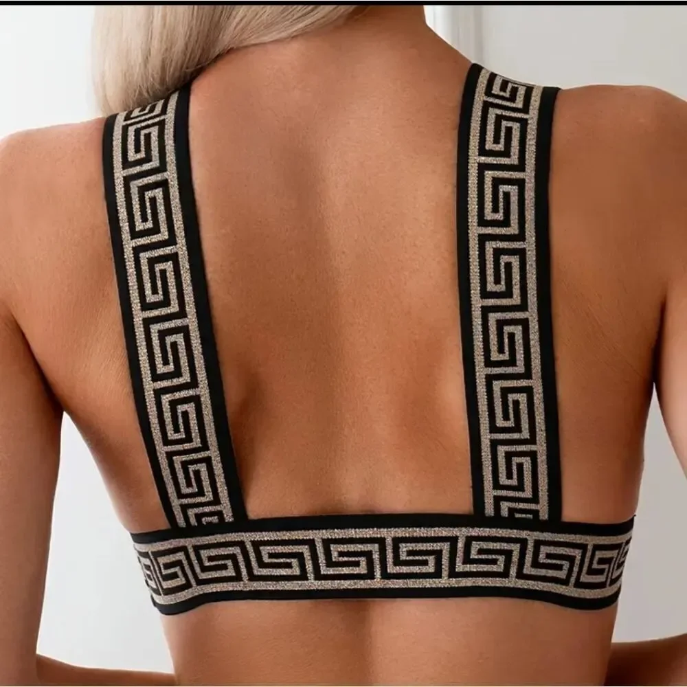 Women's 2 Piece Bathing Suit Geo Print V Neck High Waisted Bikini Sets